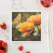 Goudgele bloemen en vlinder servet (Insitu)