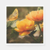 Goudgele bloemen en vlinder servet (Voorkant)