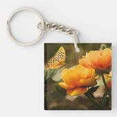 Goudgele bloemen en vlinder sleutelhanger (Voorkant)
