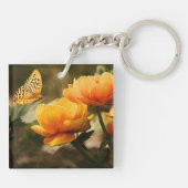 Goudgele bloemen en vlinder sleutelhanger (Achterkant)