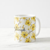 Goudgele bloemen koffiemok (Voorkant rechts)