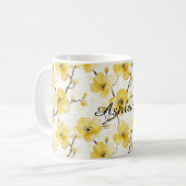 Goudgele bloemen koffiemok (Voorkant links)