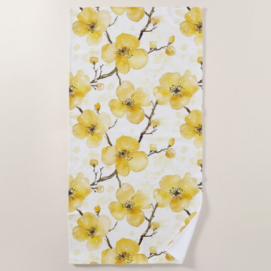 Goudgele bloemen strandlaken (Voorkant)