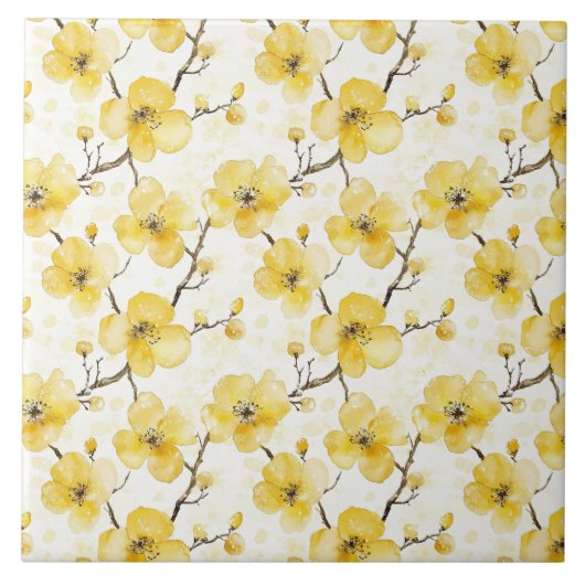 Goudgele bloemen tegeltje (Voorkant)