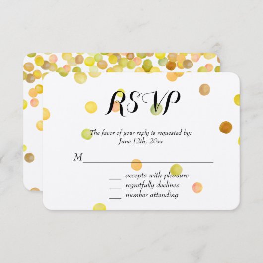 Goudgele Confetti Stippen RSVP (Voorkant / Achterkant)