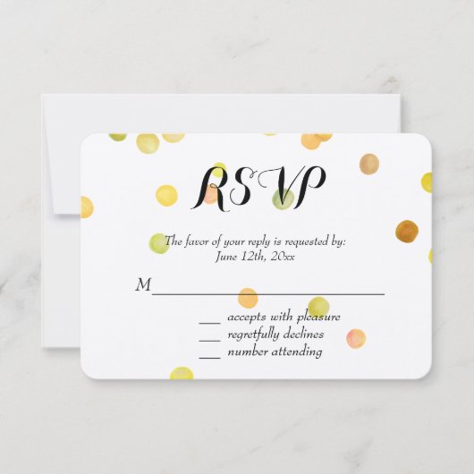 Goudgele Confetti Stippen RSVP (Voorkant)