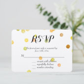 Goudgele Confetti Stippen RSVP Kaartje (Staand voorkant)