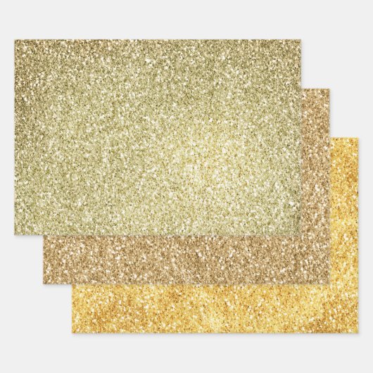 Goudgele Glitzy Glitter Sparkle Inpakpapier Vel (Set)