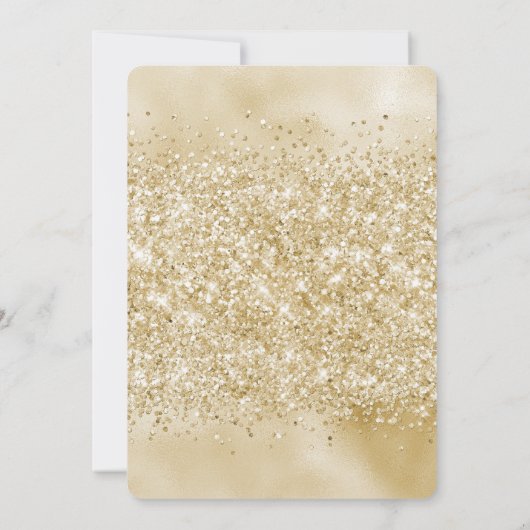 Goudgele Glitzy Glitter Uitnodiging (Achterkant)
