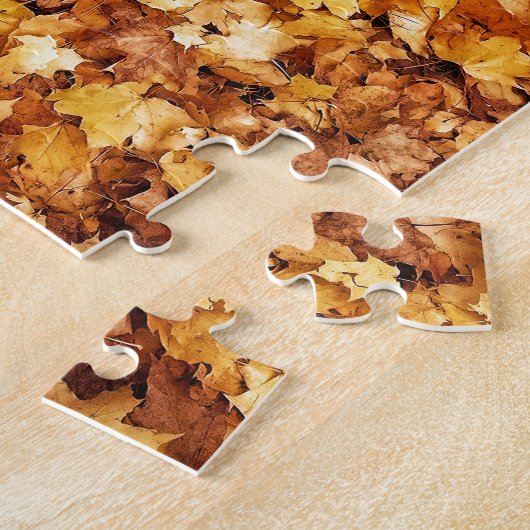 Goudgele herfst esdoornbladeren legpuzzel (Zijkant)