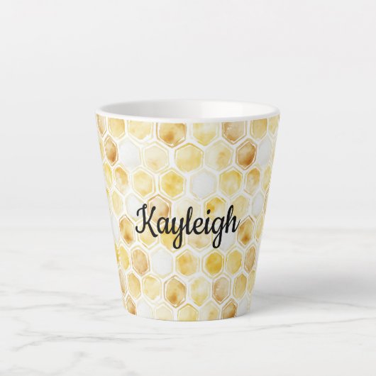 Goudgele honingraat latte mok (Voorkant)