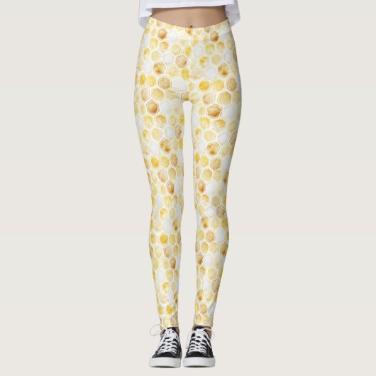 Goudgele honingraat leggings (Voorkant)