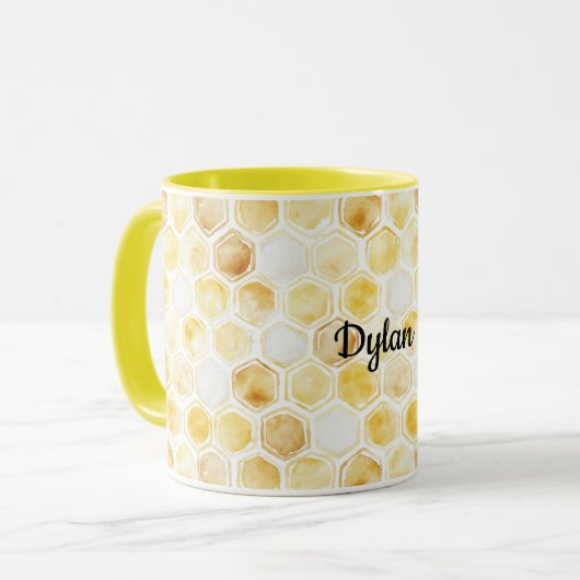 Goudgele honingraat mok (Voorkant links)