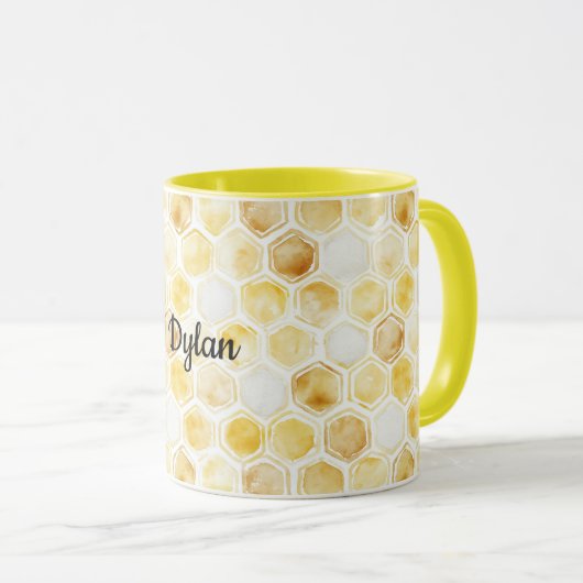 Goudgele honingraat mok (Voorkant rechts)