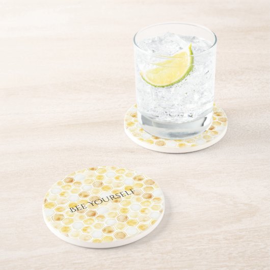 Goudgele honingraat zandsteen onderzetter (Zijkant)