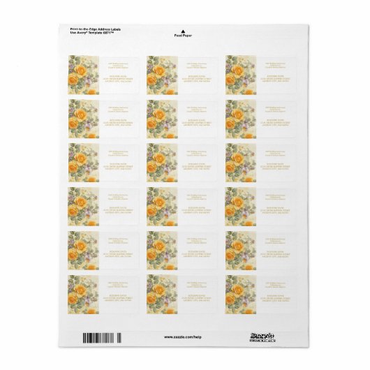Goudgele rozen 50e bruiloft Jubileum Etiket (Full Sheet)