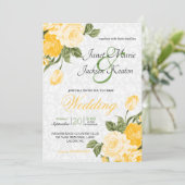  goudgele trouwbloemen kaart (Staand voorkant)