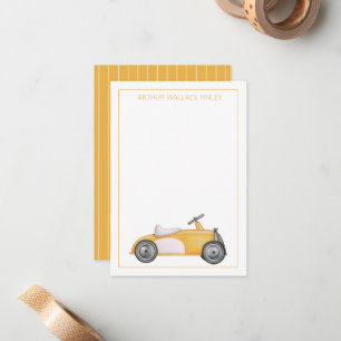 Goudgele Vintage Speelgoedauto Persoonlijk Notitiekaartje