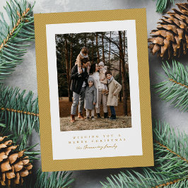 Goudgele visgraatlijst kerstfoto feestdagenkaart