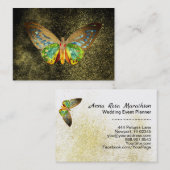 *~* Goudgele Waterverf Butterfly Gold Glitter Visitekaartje (Voorkant / Achterkant)