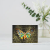 *~* Goudgele Waterverf Butterfly Gold Glitter Visitekaartje (Staand voorkant)