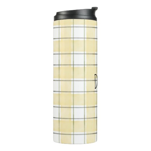 Goudgele witte geplakte strepen thermosbeker (Gedraaid links)