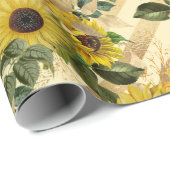  goudgele zonnebloem Bouquet Stripe bijen Cadeaupapier (Rol Hoek)