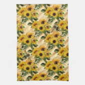 goudgele zonnebloem Bouquet Stripe bijen Theedoek (Verticaal)