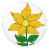 Goudgele zonnebloem keramische knop (Voorkant)