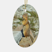 Goudgemantelde Grondsquirrel bij Mount Rainier Keramisch Ornament (Links)