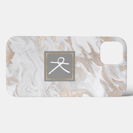 Goudgemarmerde monogrammen Case-Mate iPhone case (Achterkant (horizontaal))