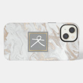 Goudgemarmerde monogrammen iPhone hoesje (Achterkant horizontaal)