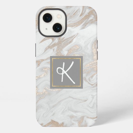 Goudgemarmerde monogrammen iPhone hoesje (Achterkant)