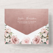 goudgeometrische en mosterdroze Roos All In One Uitnodiging (Achterkant)