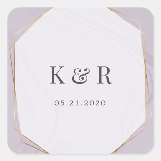 goudgeometrische marmer voor het huwelijk vierkant vierkante sticker (Voorkant)