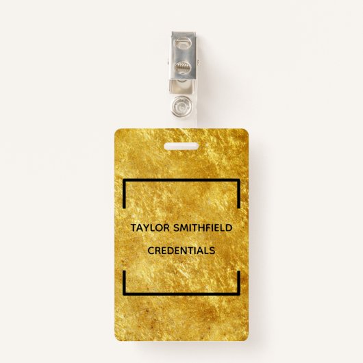 goudgeometrische vierkant moderne trendy badge lan (Voorkant met clip)