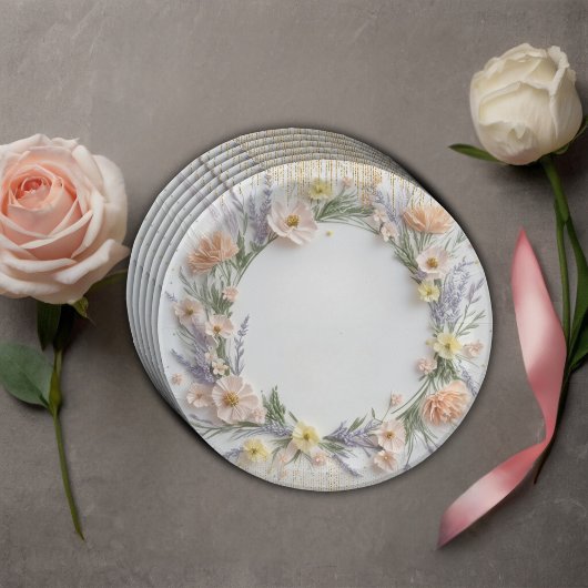 Goudgeperste Wilde Bloem in Bloei Baby Shower Papieren Bordje