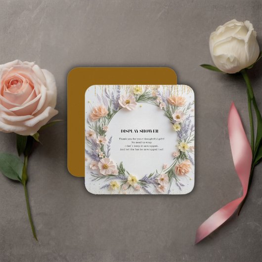 Goudgeperste Wildflower in Bloom Baby shower Informatiekaartje