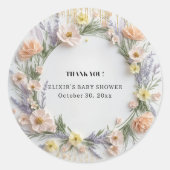 Goudgeperste Wildflower in Bloom Baby shower Ronde Sticker (Voorkant)