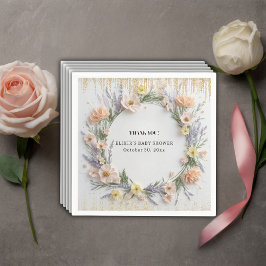 Goudgeperste Wildflower in Bloom Baby shower Servet