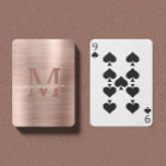 Goudgeprogrammeerde Luxekaarten voor geborsteld Ro Pokerkaarten<br><div class="desc">Gepersonaliseerde monogram- en naamcadeautjes met roos gouden gepersonaliseerde monogram in klassieke stijl van het serif lettertype met een prachtige scriptnaam in het midden, op gesimuleerde metallische geborsteld roos gouden faux folie achtergrond. Perfect als moederdag cadeautjes voor moeder, cadeaus voor grootmoeder, vrouw, bruid, dienstmeisje, bruidsmeisje en nog veel meer. Gelieve te...</div>