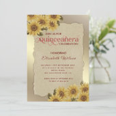  goudgescheurd papier zonnebloem Quinceañera Kaart (Staand voorkant)