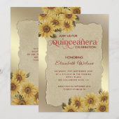  goudgescheurd papier zonnebloem Quinceañera Kaart (Voorkant / Achterkant)