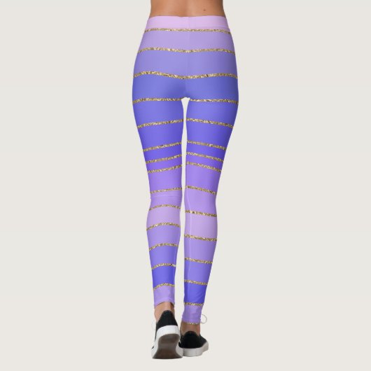 Goudgeslepen Violet Gestreepte Leggings (Achterkant)