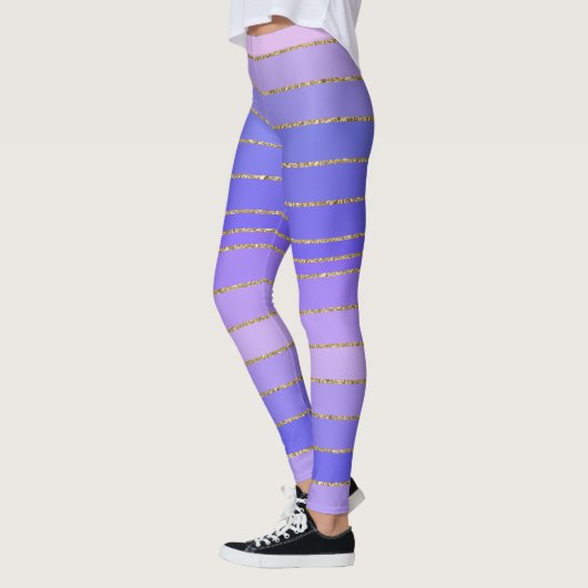 Goudgeslepen Violet Gestreepte Leggings (Links)