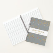Goudgespikkelde trendy grijze monogram notitieboek (Binnen)