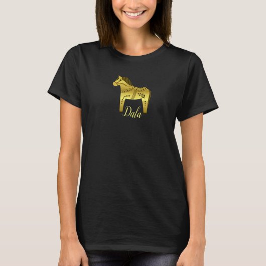 Goudgesterd Dala Zweeds folderpaard T-shirt (Voorkant)
