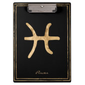 Goudgestileerde astrologiesymbool met pisces-hamme klembord (Voorkant)