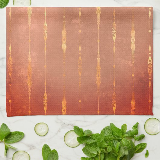  goudgestreepte gember pompoen oranje herfst theedoek (Gevouwen)