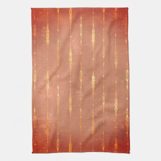  goudgestreepte gember pompoen oranje herfst theedoek (Verticaal)